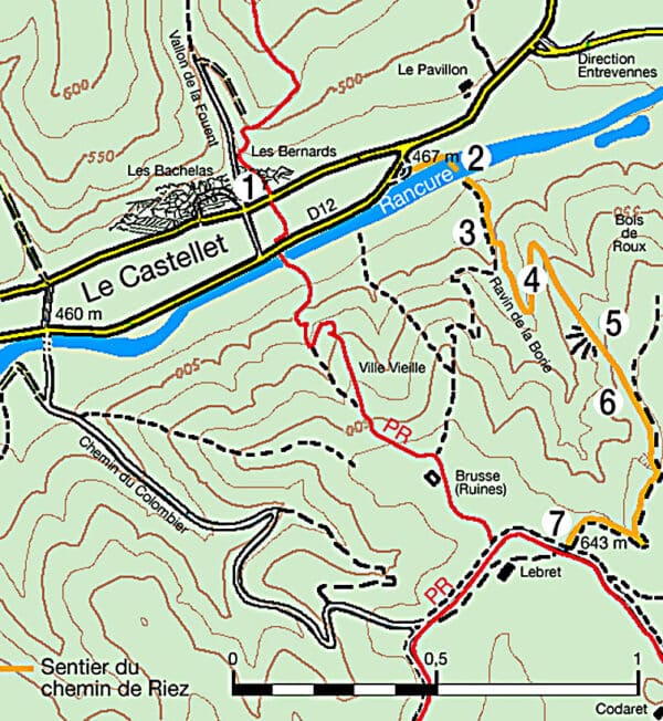 Plan de la randonnée chemin de Riez