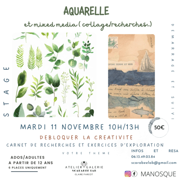 Aquarelle et mixed media