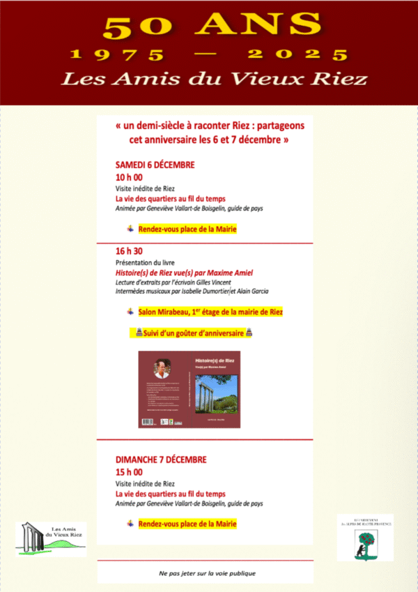 On fête les 50 ans des Amis du Vieux Riez : lectures et musique