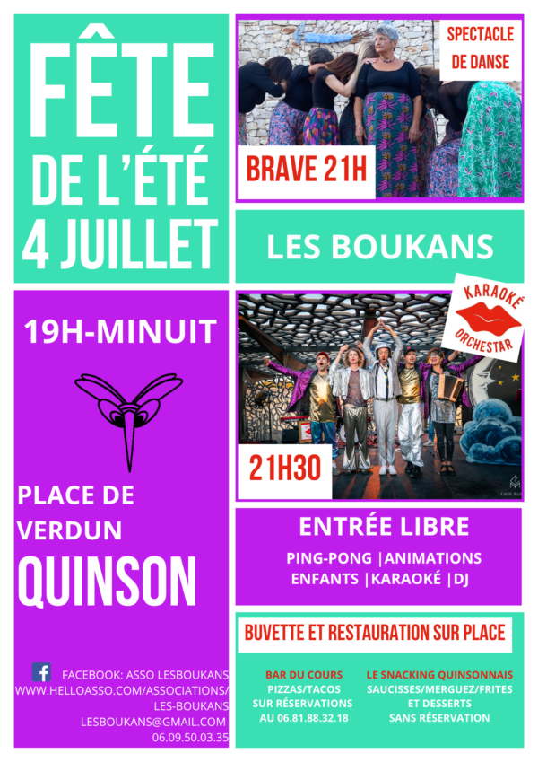 Fête de l&rsquo;été- Association les Boukans-Samedi 4 juillet 2026 à Quinson