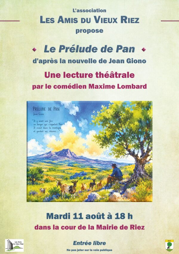 « Le Prélude de Pan » lecture théâtrale par le comédien Maxime Lombard